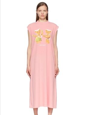 Palm Angels Pink Dancing Bear Midi Dress